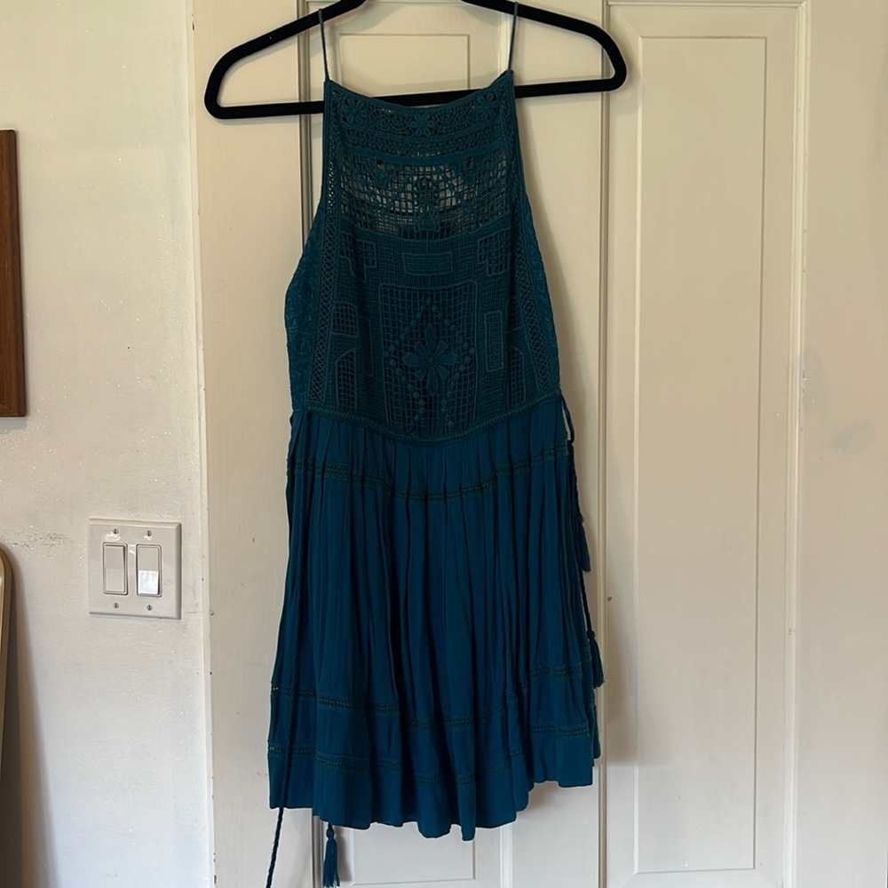 Free People Blue Crochet Dress Size S